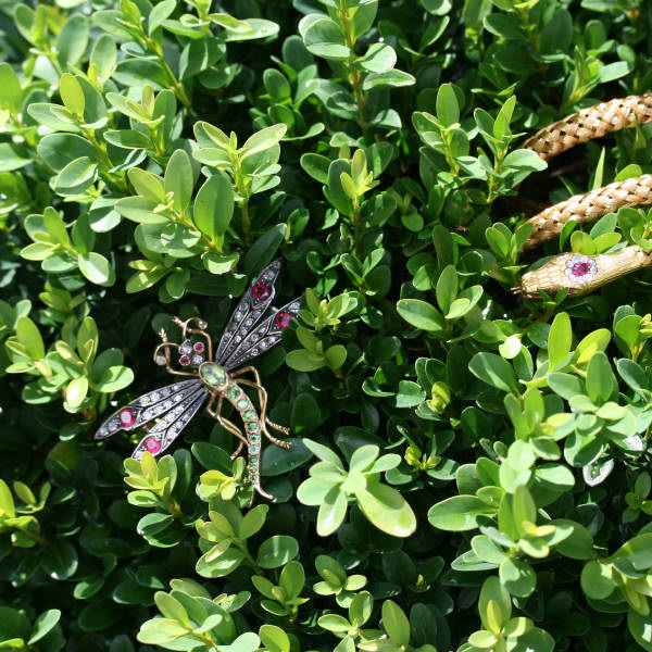 Absolute stunning precious stones dragonfly, Images by Adin Antique
